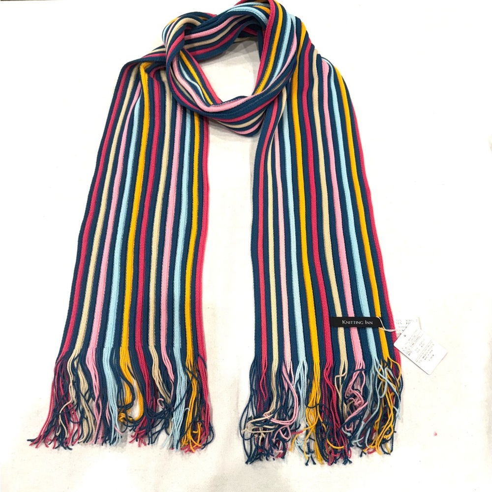 Knitted Inn Accessory Stripped Pattern Scarf Color Pink/Clavel 70x6 in